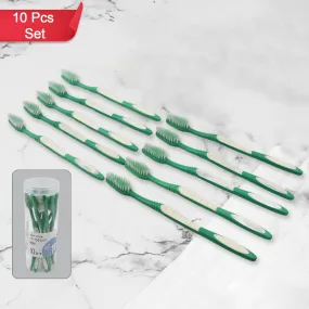 13080 Plastic Toothbrush With Plastic Round Box for Men and Women, Kids, Adults Plastic Toothbrush (10 pcs Set) 