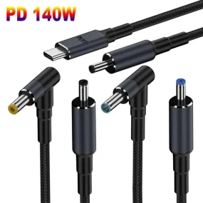 140W USB Type C PD to DC Power Jack: For Dell, HP, Lenovo, Asus, Sony, USB C to Universal Laptop Adapter