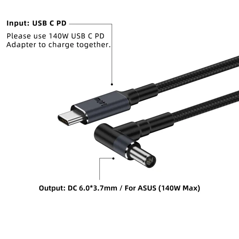 140W USB Type C PD to DC Power Jack: For Dell, HP, Lenovo, Asus, Sony, USB C to Universal Laptop Adapter