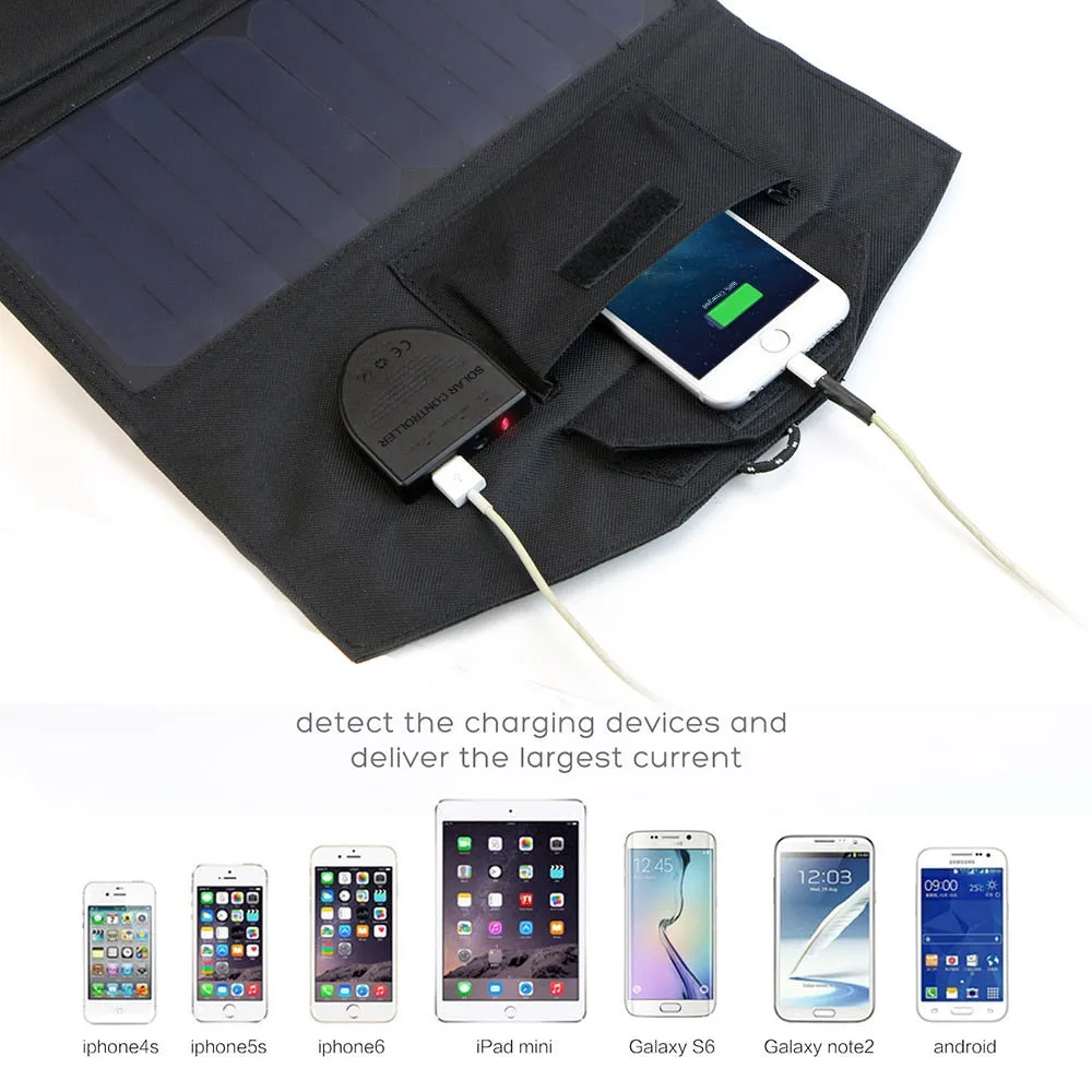 18V 21W Solar Charger Solar Panel Waterproof Foldable Solar Power Bank for 12v Car Battery Mobile Phone Outdoor Hiking