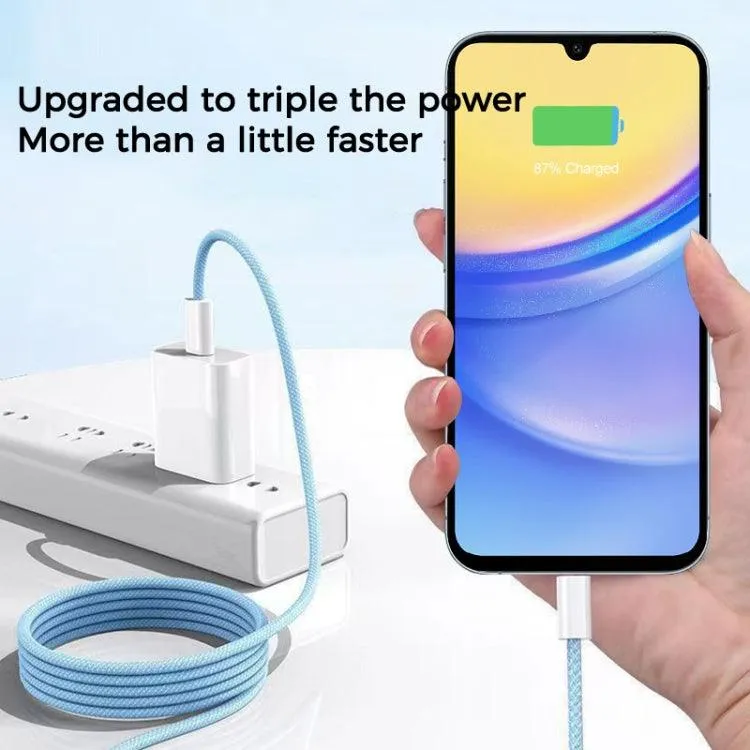 1m Macaron Braided USB-C to USB-C Fast Charging Cable