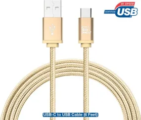 2 PACK: LAX Gadgets USB Type C Braided Cable with Reversible Connector (6 Ft)