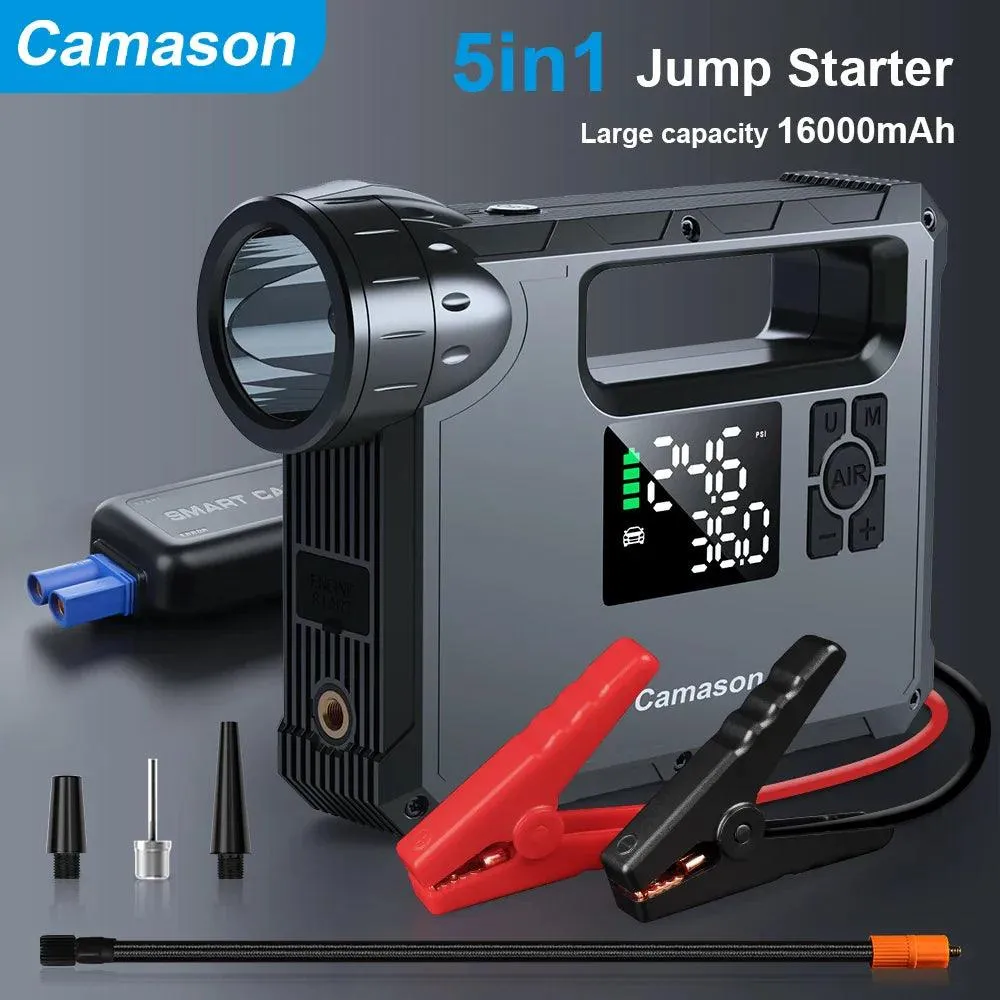 2000A Portable Car Jump Starter with Air Compressor & Flashlight - Ultimate Emergency Power Bank