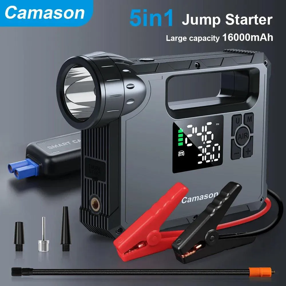 2000A Portable Car Jump Starter with Air Compressor & Flashlight - Ultimate Emergency Power Bank