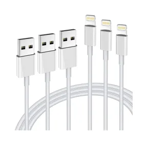 3-Pack 6' iPhone USB-A to Lightning Charger Cable