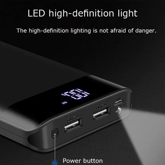 30000mAh Dual Output Fast Charging Power Bank with LED Display n Flashlight