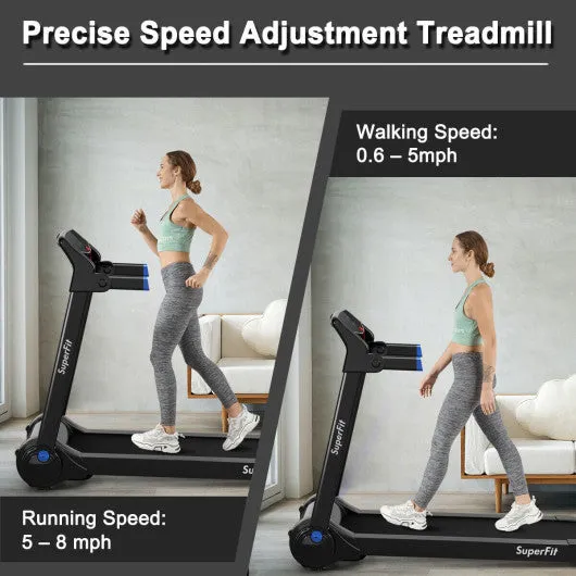 3HP Electric Folding Treadmill with Bluetooth Speaker-Blue