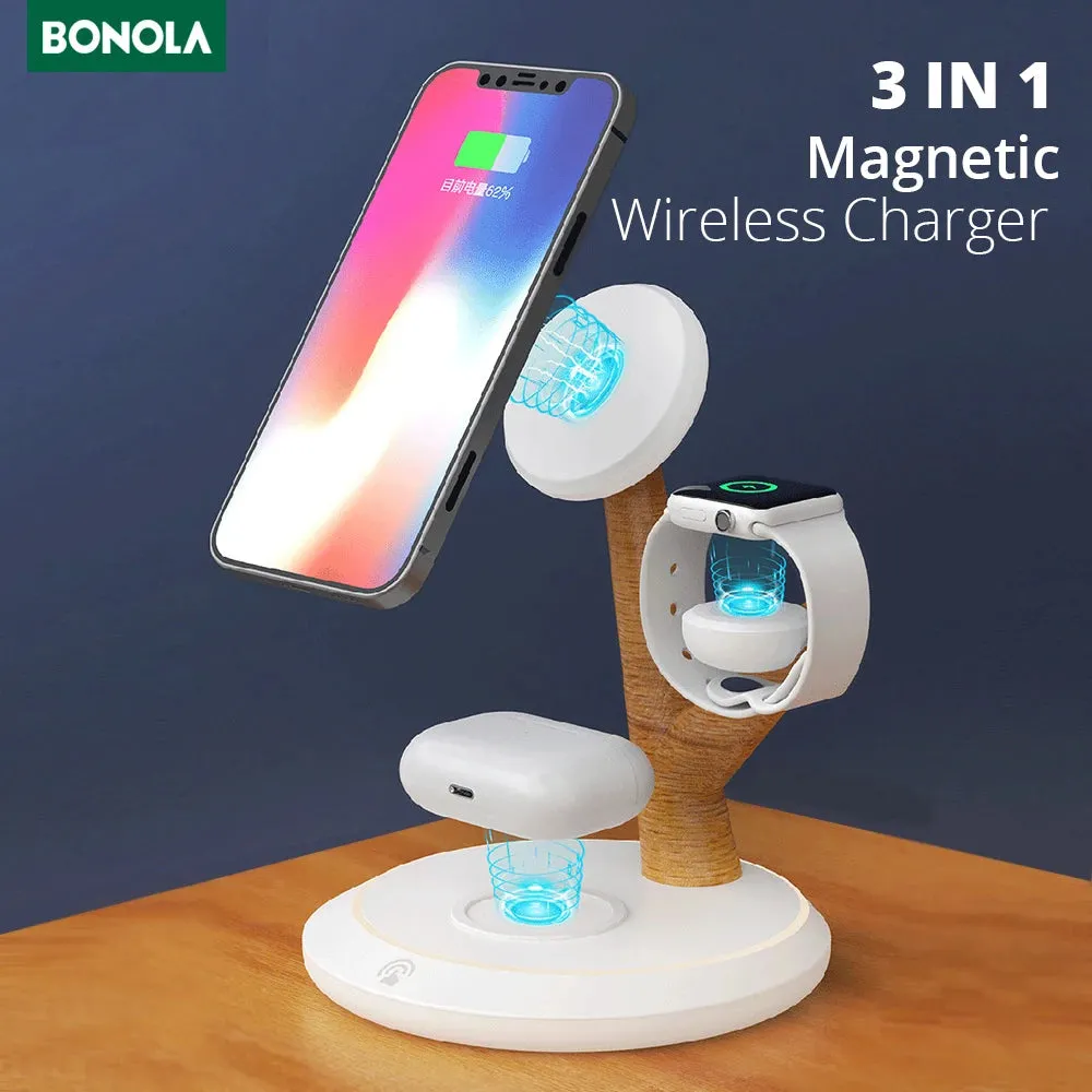 3in1 Magnetic Wireless Charger Stand for iPhone, Apple Watch and Airpods