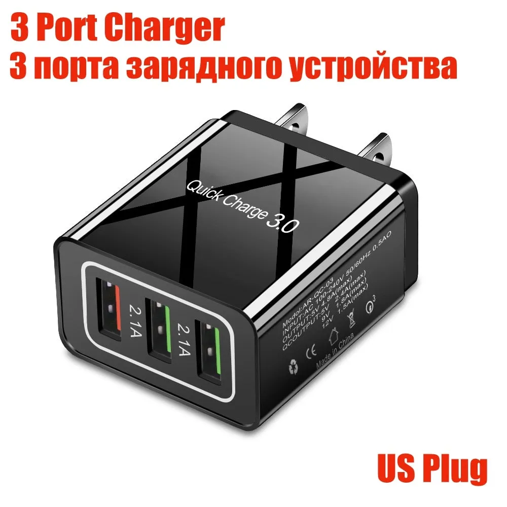 48W Quick Charge 4.0 3.0 4 Port USB Charger USB Fast Charger QC4.0 QC3.0 For Samsung S10 A50 Xiaomi Mi9 iPhone X 7 Wall Adapter