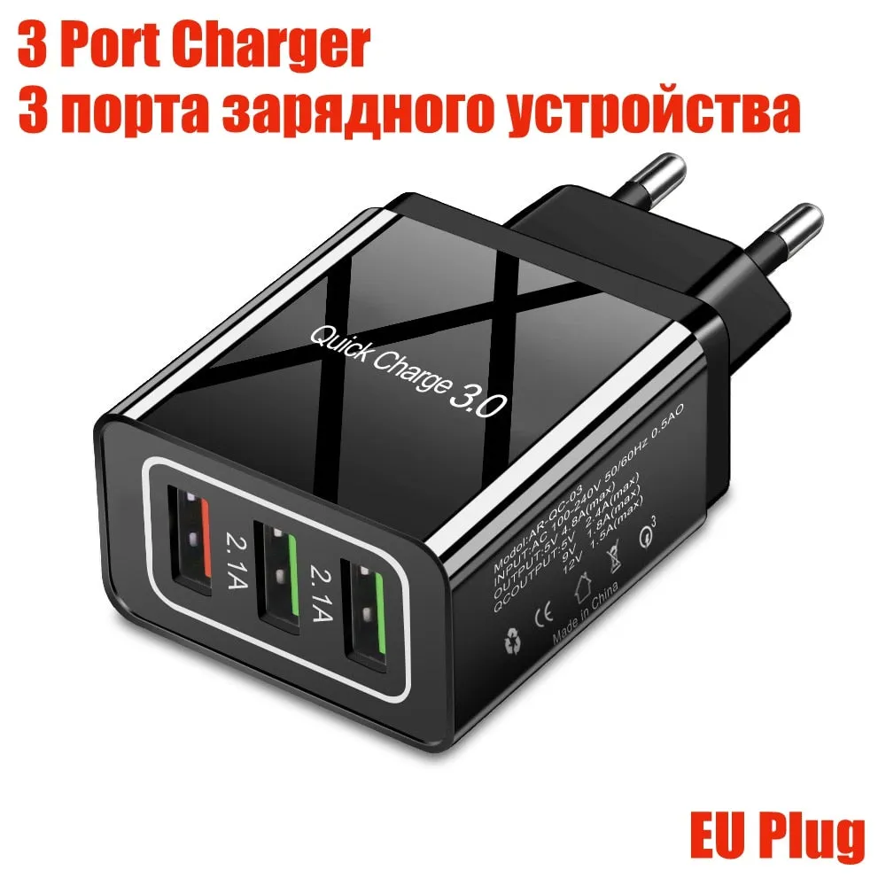 48W Quick Charge 4.0 3.0 4 Port USB Charger USB Fast Charger QC4.0 QC3.0 For Samsung S10 A50 Xiaomi Mi9 iPhone X 7 Wall Adapter