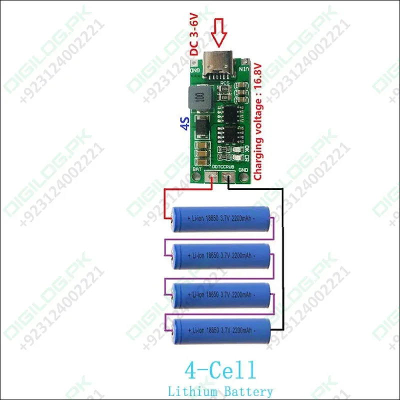 4S Type C 16.8V Step-Up Boost LiPo Polymer Li-Ion Charger 14.8Vdc 18650 Lithium Battery