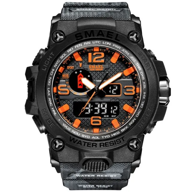 50M Water Resitant Clock Alarm 1545D Dual Display Wristwatch Quartz Military Watch Sport New Mens Watch