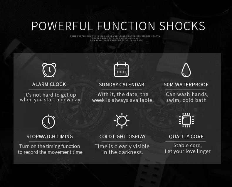 50M Water Resitant Clock Alarm 1545D Dual Display Wristwatch Quartz Military Watch Sport New Mens Watch