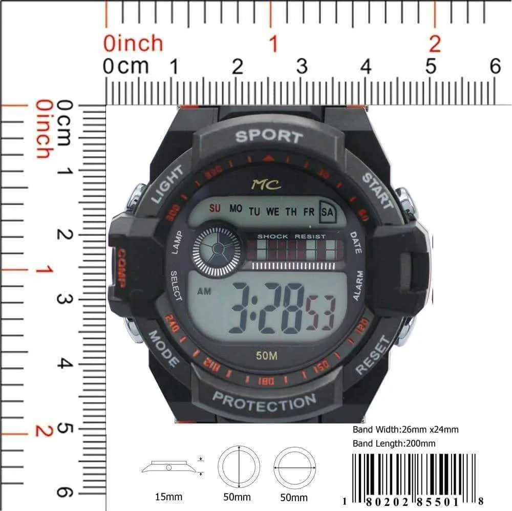 50MM Montres Carlo 5ATM Digital Watch - 8550