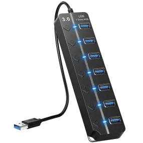 7-Port USB3.0 Hub: High Speed Data Expander with ON/OFF Switch