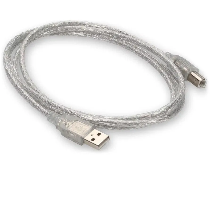 AddOn 6ft USB 2.0 (A) Male to USB 2.0 (B) Male Clear Cable