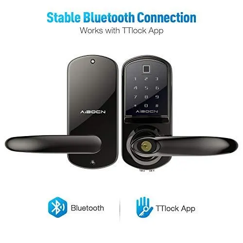 Aibocn Fingerprint Smart Lock, Keyless Entry Door Lock with Bluetooth, Touchscreen Keypad Deadbolt Lock with App Control, IC Card, Code, Easy to Install for Home Hotel Apartment, Right Handle