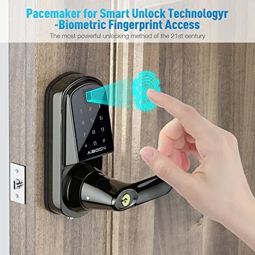 Aibocn Fingerprint Smart Lock, Keyless Entry Door Lock with Bluetooth, Touchscreen Keypad Deadbolt Lock with App Control, IC Card, Code, Easy to Install for Home Hotel Apartment, Right Handle