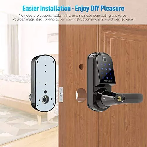 Aibocn Fingerprint Smart Lock, Keyless Entry Door Lock with Bluetooth, Touchscreen Keypad Deadbolt Lock with App Control, IC Card, Code, Easy to Install for Home Hotel Apartment, Right Handle