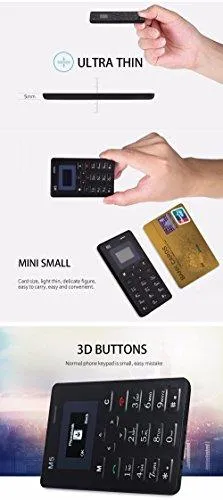 AIEK M5: Lightest, Lowest Radiation Slim Credit Card Size GSM Phone Mobile By L'Exotique