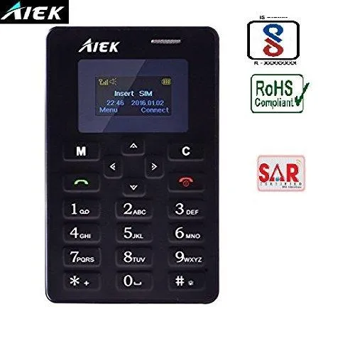 AIEK M5: Lightest, Lowest Radiation Slim Credit Card Size GSM Phone Mobile By L'Exotique