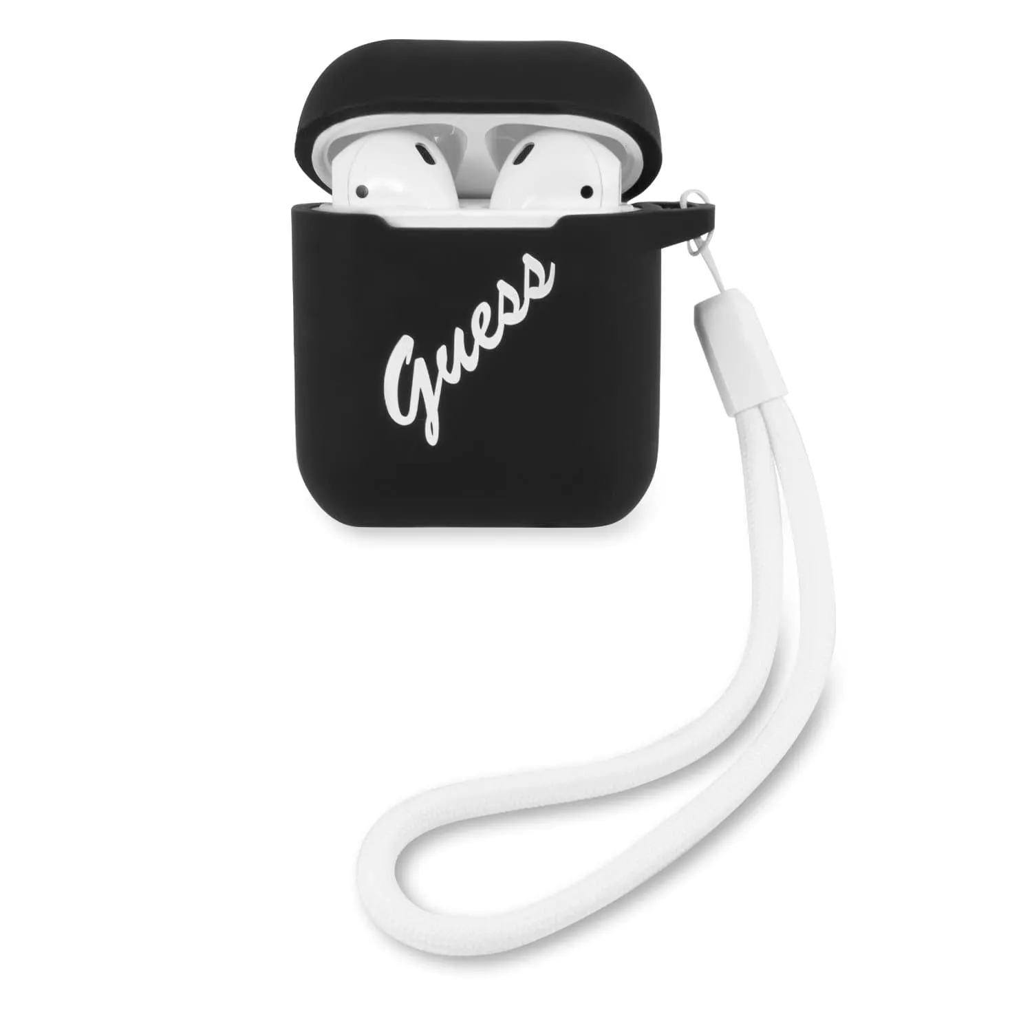 Airpods 1/2 - Silicone Black Vintage Logo - Guess