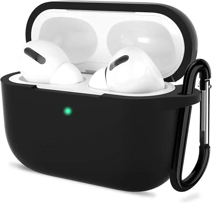 AirPods Pro Soft Silicone Case with Keychain Attachment (Black, TPT)