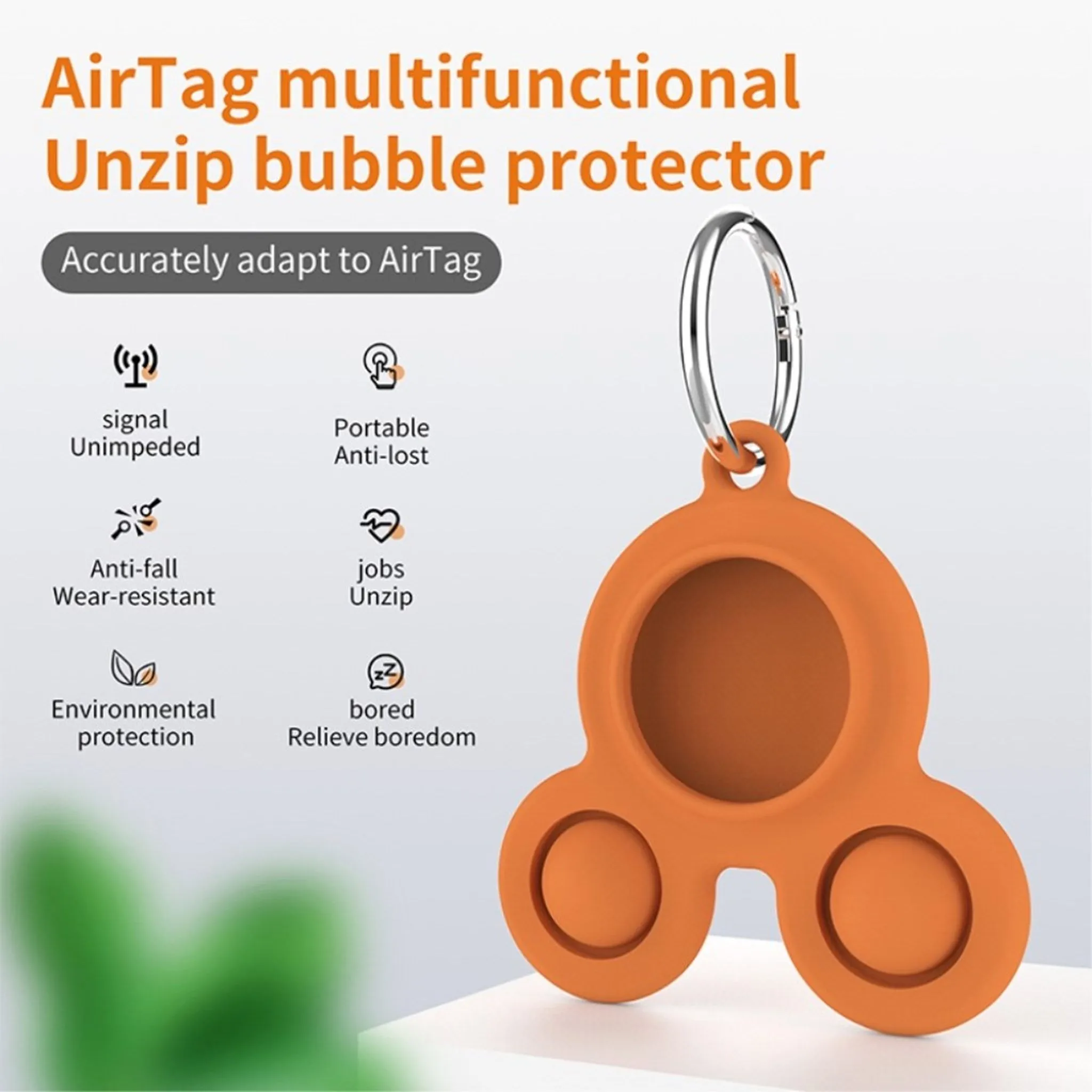 AirTags dual bubble press silicone cover - Yellow