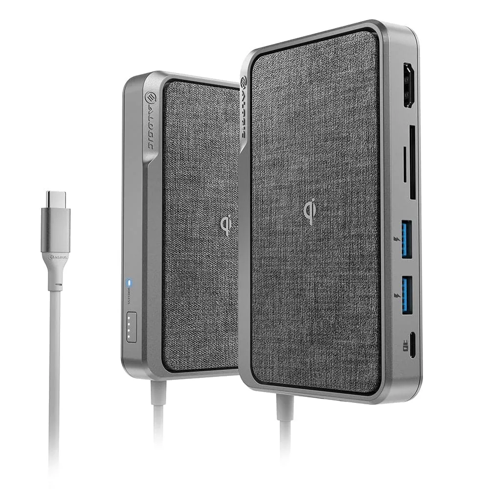 ALOGIC Dock Wave 3-in-1 USB-C Multiport Hub to HDMI / USB-C PD / 2x USB-A / SD, Power Bank & Wireless Charger