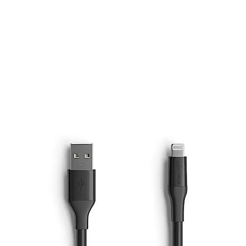 Amazon Basics 2-Pack USB-A to Lightning ABS Charger Cable, MFi Certified Charger for Apple iPhone 14 13 12 11 X Xs Pro, Pro Max, Plus, iPad, 10,000 Bend Lifespan, 6 Foot, White