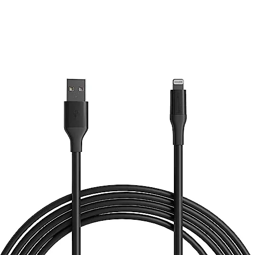 Amazon Basics 2-Pack USB-A to Lightning ABS Charger Cable, MFi Certified Charger for Apple iPhone 14 13 12 11 X Xs Pro, Pro Max, Plus, iPad, 10,000 Bend Lifespan, 6 Foot, White