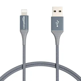 Amazon Basics USB-A to Lightning Charger Cable, Nylon Braided Cord, MFi Certified Charger for Apple iPhone 14 13 12 11 X Xs Pro, Pro Max, Plus, iPad, 10,000 Bend Lifespan, 6 Foot, Rose Gold