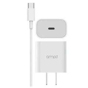 AMPD PD Fast 20W USB C Wall Charger with USB C to USB C Cable 4ft by AMPD