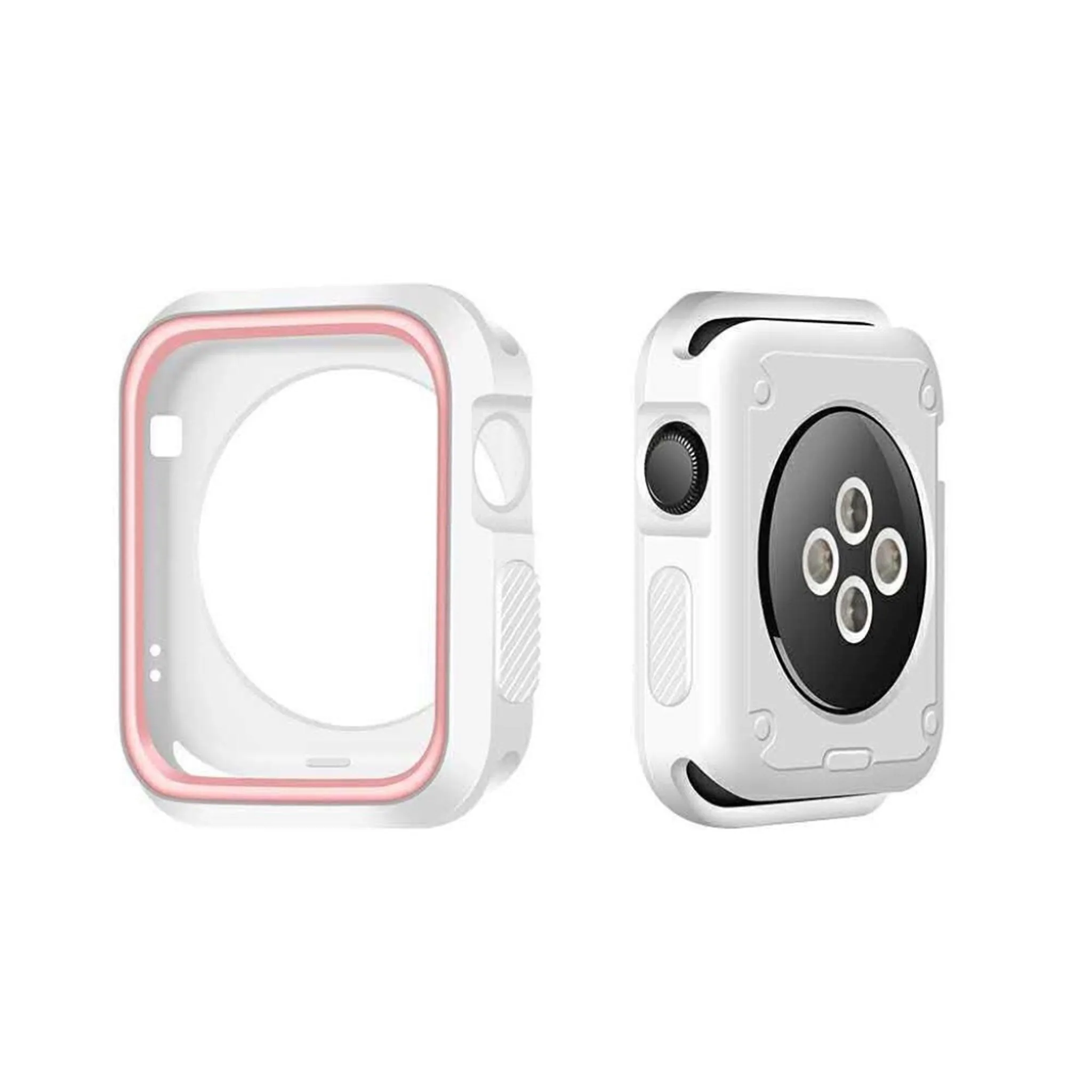 Apple Watch 42mm double color soft silicone case - White   Pink