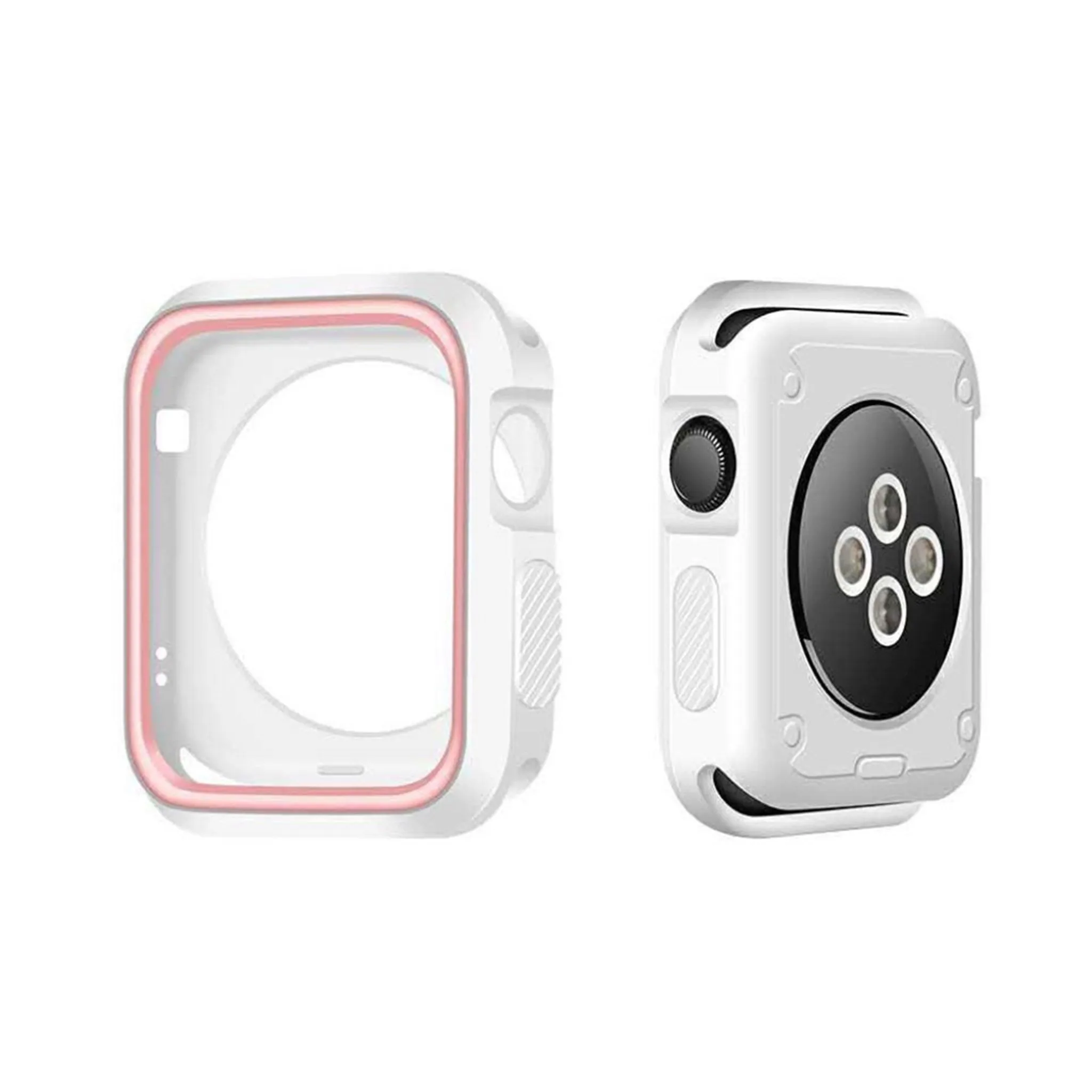 Apple Watch 42mm double color soft silicone case - White   Pink