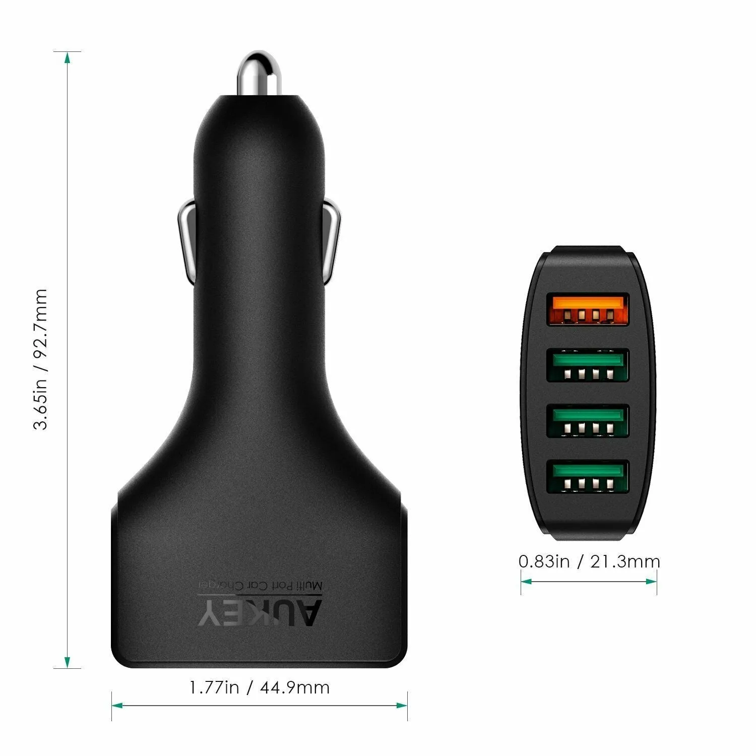 Aukey Quad Port Car Charger Black