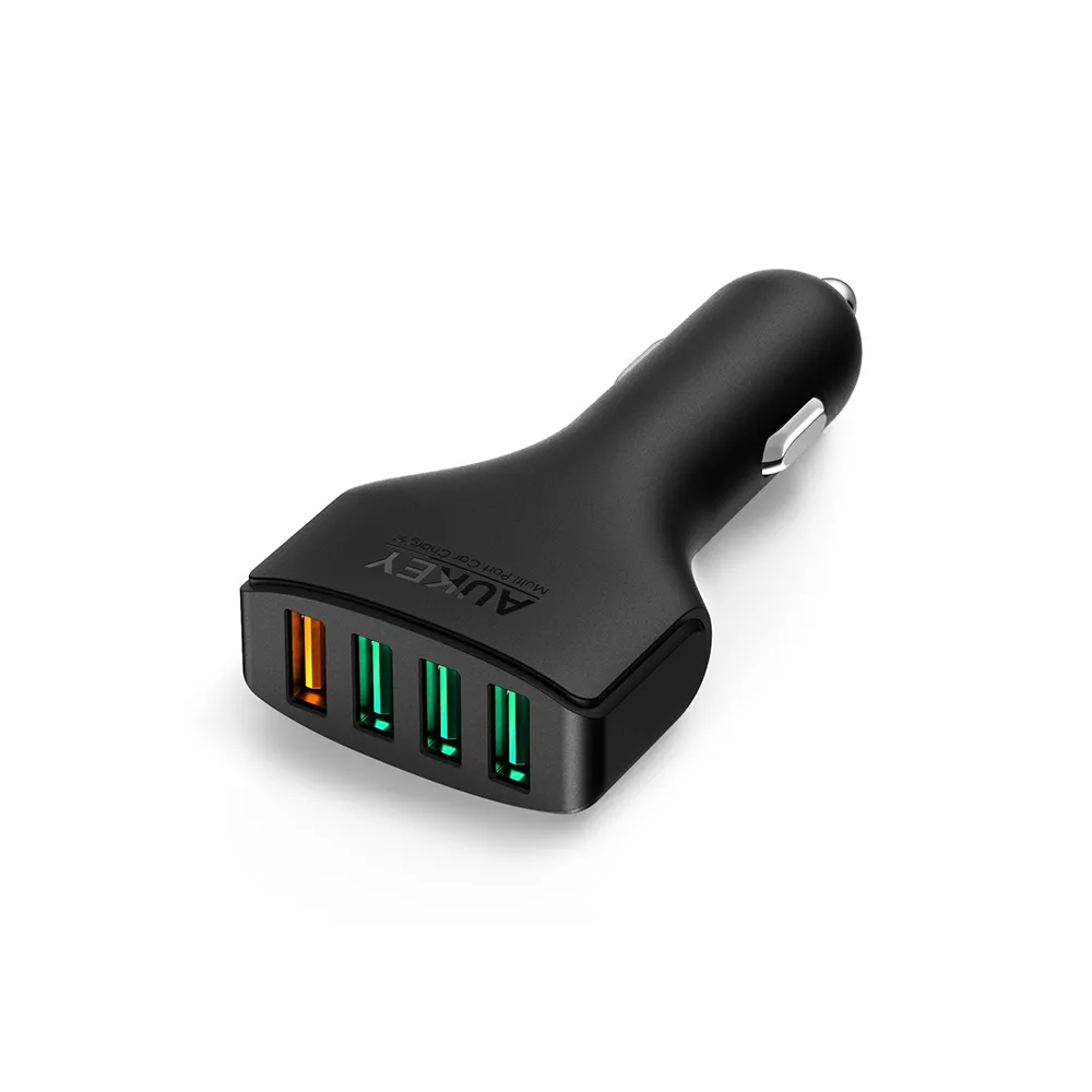 Aukey Quad Port Car Charger Black