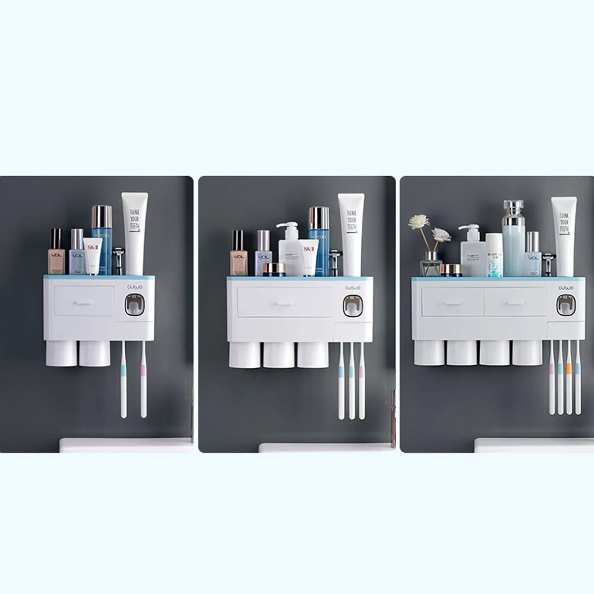 Automatic Toothpaste Dispenser With Magnetic Cups