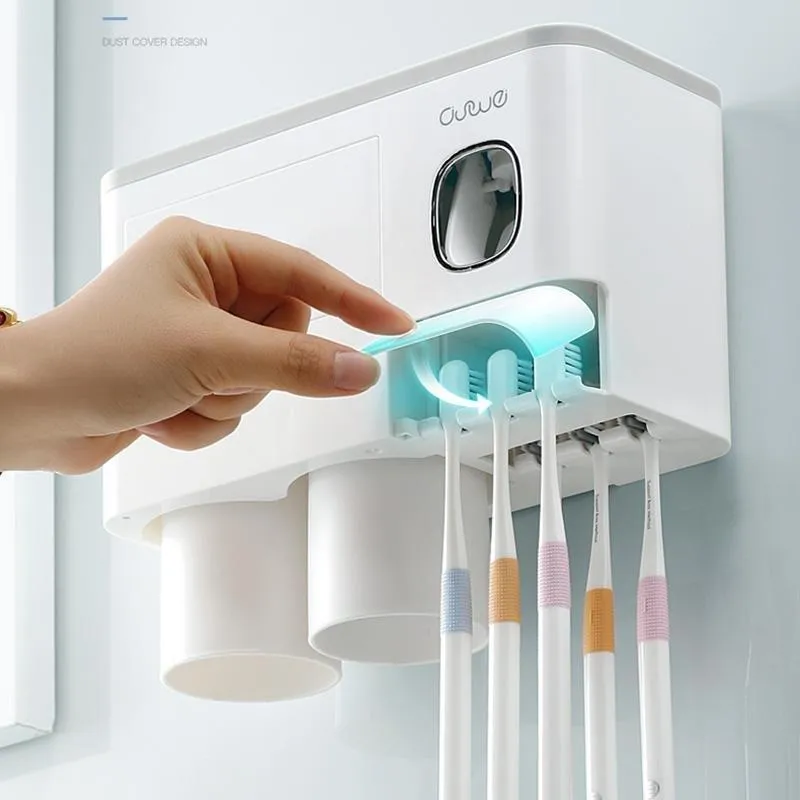 Automatic Toothpaste Dispenser With Magnetic Cups