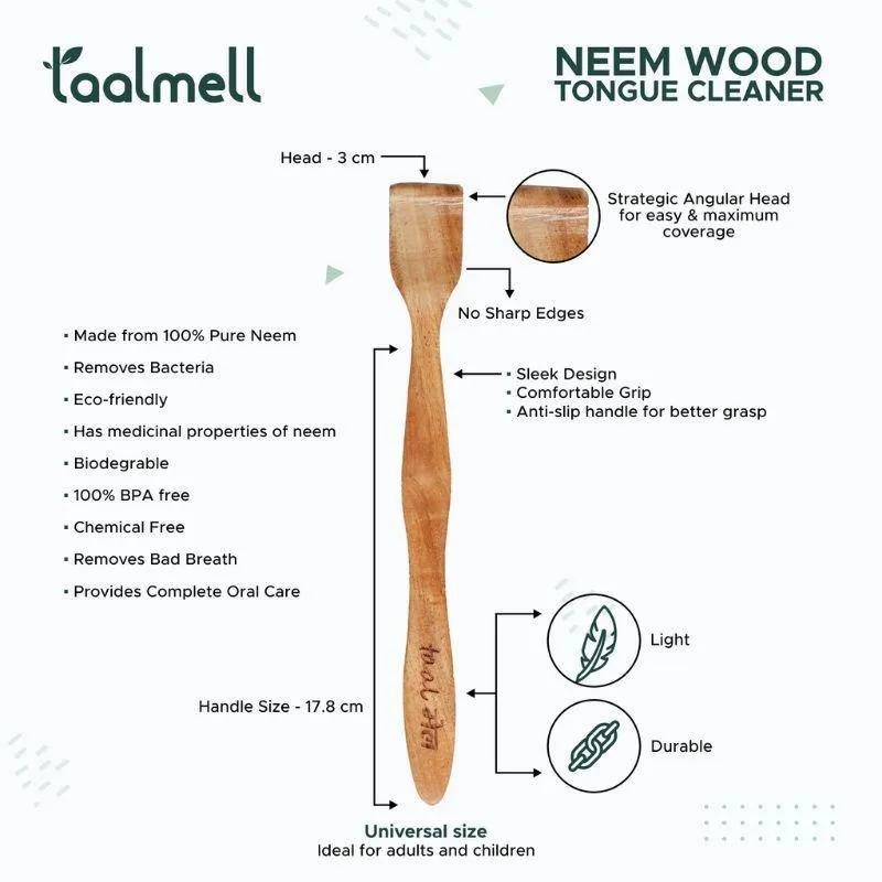 Bamboo Toothbrush & Neem Wood Tongue Cleaner - Pack Of 2 Each