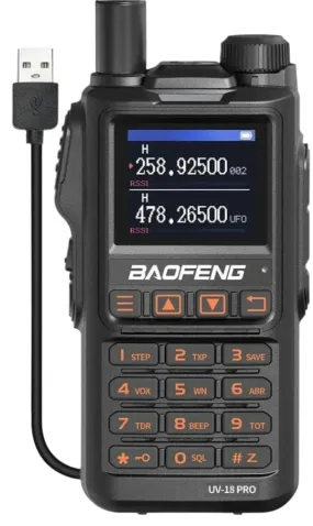 Baofeng UV-18 Pro Walkie Talkie 10W Wireless Copy Frequency 999CH NOAA Long Range Type-C VHF UHF UV-5RPortable Ham Two Way Radio