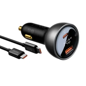 Baseus Car Charger - U C 140W Set Digital Display PD3.1 Dual Fast Charger Car Charger (With Cable) CGZX070001