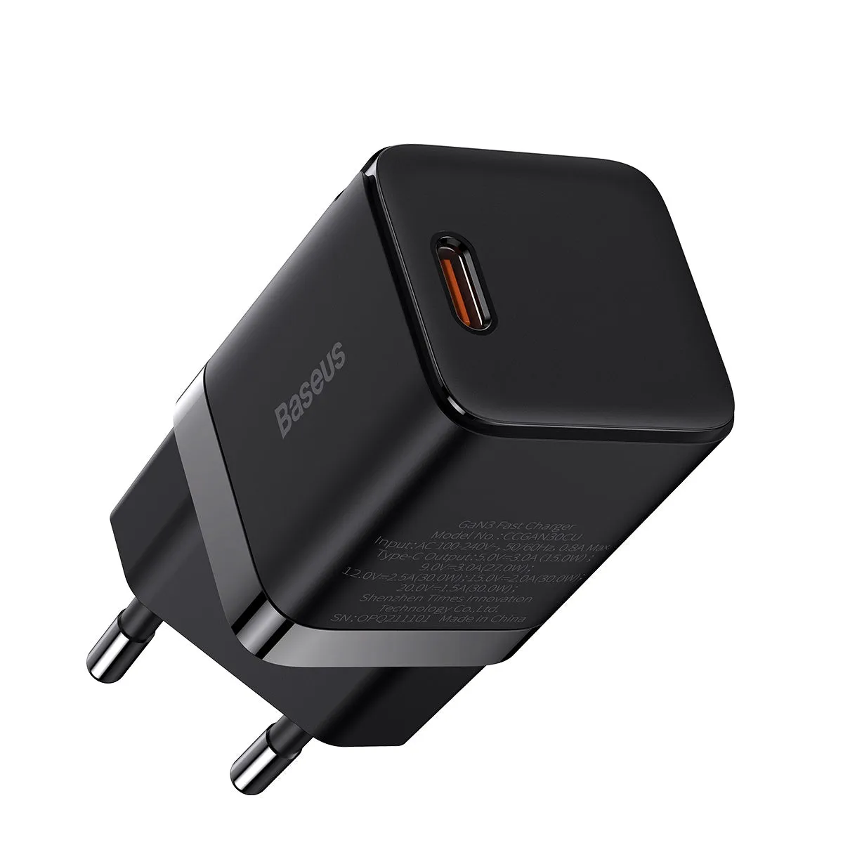 Baseus GaN 3 USB Type C PD Fast Charger 30W Black (CCGN010101)