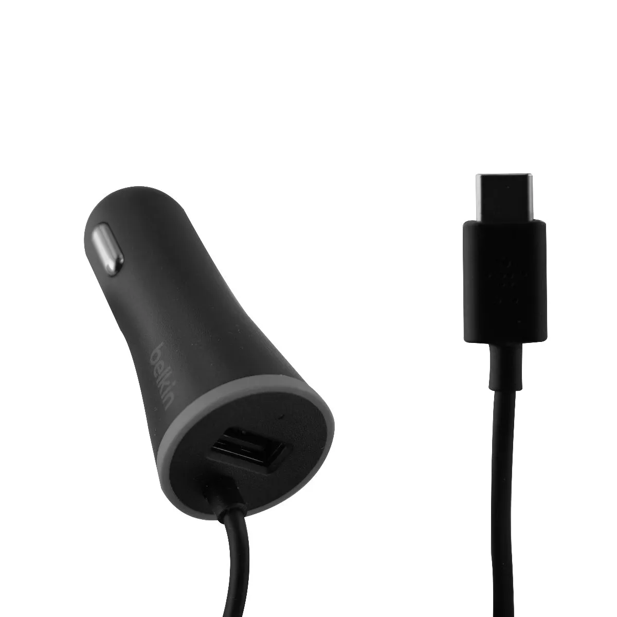 Belkin 15W Car Charger with 4Ft USB-C Connector and Extra USB Port - Black