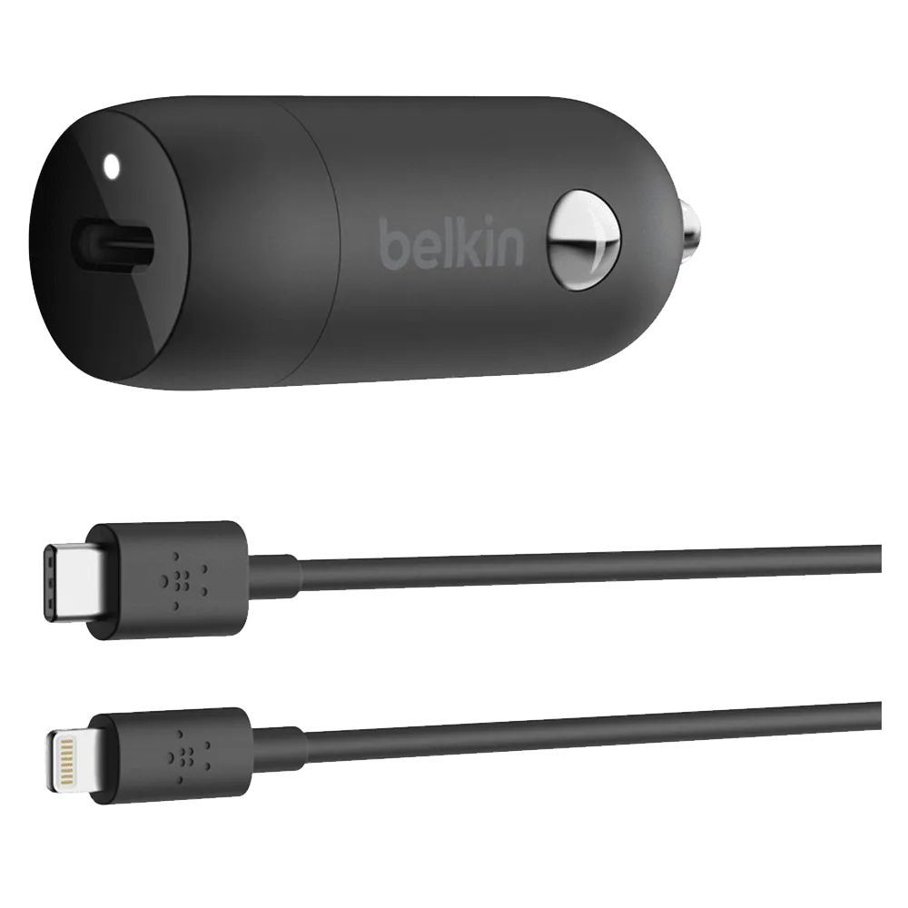 Belkin Boost Charge USB C Car Charger 20W and USB C to Apple Lightning Cable 4ft by Belkin