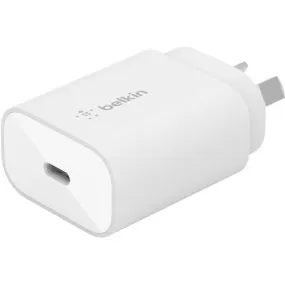 Belkin BOOST↑CHARGE 25 W AC Adapter - USB Type-C - For USB Type C Device, Tablet PC, Mobile Phone White