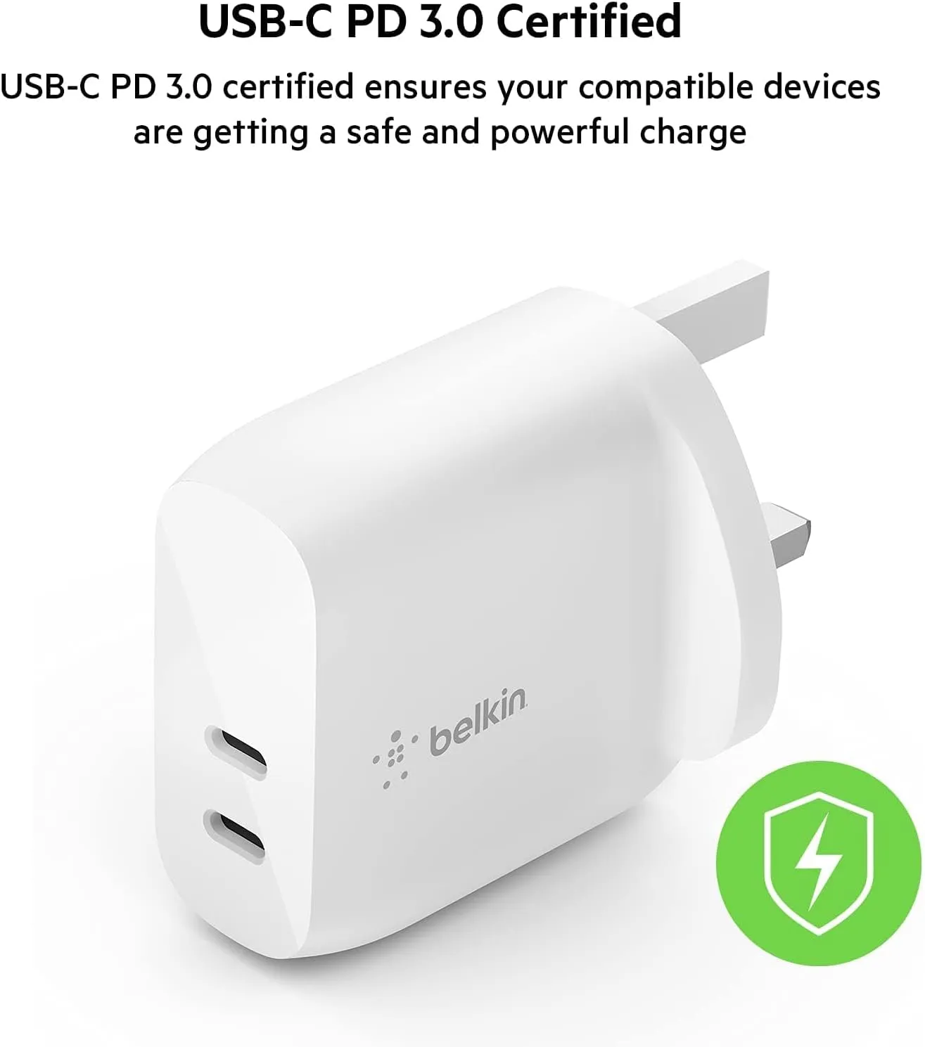 Belkin Dual 20W Usb-C Wall Charger Pd 40W Wht