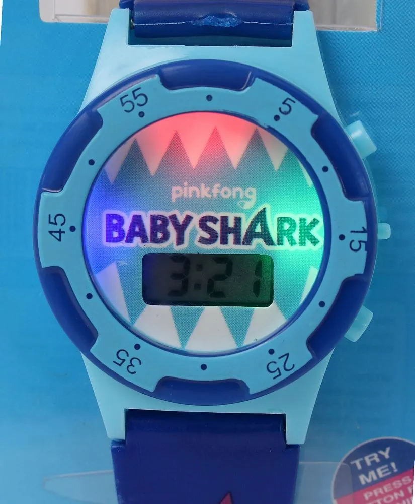 Blue Baby Shark Kids Digital Watch With Led Light