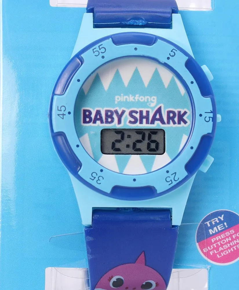 Blue Baby Shark Kids Digital Watch With Led Light