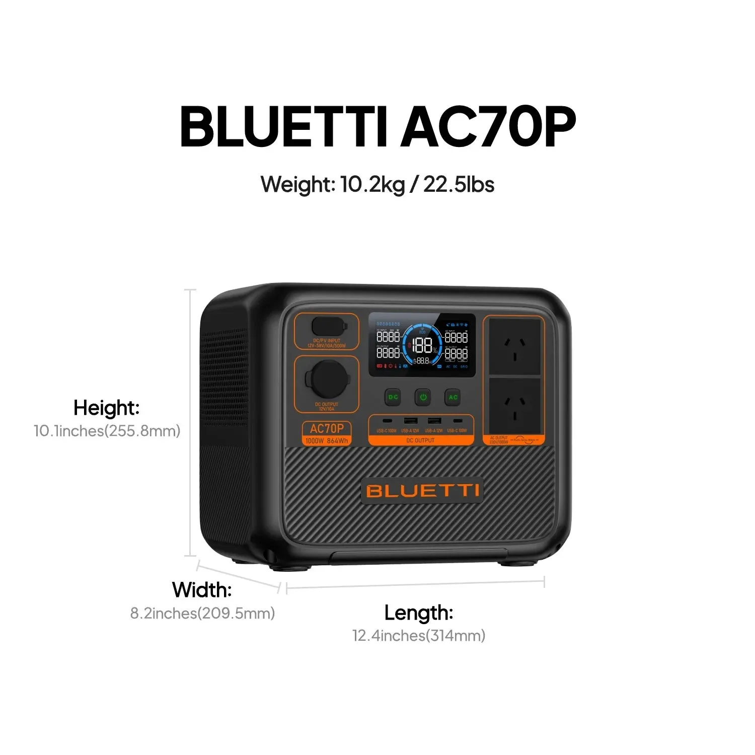 Bluetti Ac70 P Portable Power Station | 1000 W 864 Wh